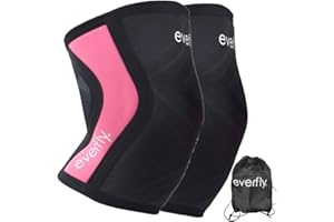 Everfly Rodilleras Crossfit 5mm - 1 Par - Menisco y Ligamento - Neopreno SCR Negras Rosas - Deportivas Gym Calistenia - Hombre Mujer - Halterofilia Fitness Powerlifting Compresion Sentadillas (S)