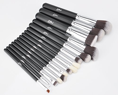 Make up Pinsel Set 15 Stück Kosmetische Bürsten Weiche Natürliche Haar Und Synthetisches Haar Natürliche hölzerne Handgriff-Berufsverfassungs-Bürsten mit Luxuxpu-ledernes Fall-Beutel-Beutel Best Für Geschenk - 7