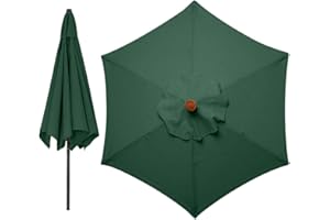 LMYDIDO Replacement Parasol Covers 3 Meters 6 Arms Parasol Replacement Canopy Garden Canopy Cover Replacement Cover for Parasol, Canopy ONLY (Green)