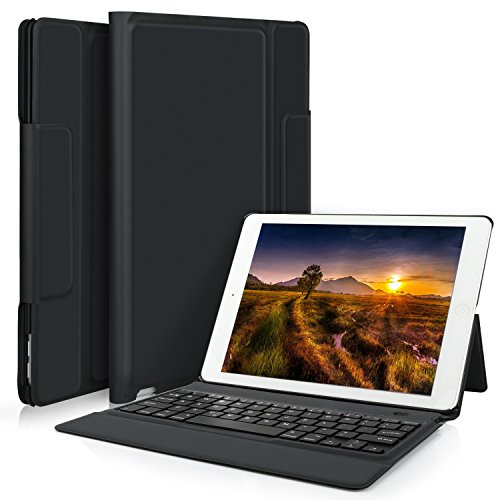 IVSO iPad Pro 12.9 2017 QWERTZ Tastatur, Wireless Bluetooth Tastatur Schutzhülle mit Standfunction Für Apple iPad Pro 12.9 2017 Tablet, Schwarz