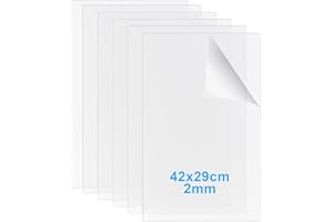 YOUNTHYE 6Pack A3 Clear Perspex Sheet, 2mm Clear Acrylic Sheet Rectangle Large Plexiglass Acrylic Board Transparent Panels for Photo Picture Frame, Painting, Display Projects