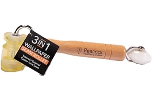 PEACOCK FEATHER LIMITED Peacock Feather 3-in-1 Wallpaper Seam Roller Tool for Joints, Internal & External Corners – Rust-Resistant, Smooth Rolling, Ergonomic Handle, Chrome-Plated for Decorating