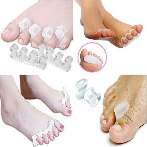 Gel Toe Separators, Toe Stretchers, Hallux Valgus Toe Straighteners and Toe Spacers Kit – 8 Pcs PlantarProof Toe Spreaders for Teachers, Athletes, Yogis, Ballerinas and Dancers. Perfect solution for Hammer Toe, Bunion &amp; Hallus Valgus.