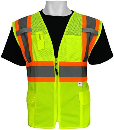 Global Glove GLO-0037 FrogWear Class 2 Front Mesh Safety Vest with 3M Reflective Fabric, 5X-Large, Lime (Case of 50)