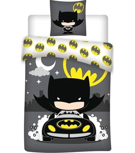 Set Biancheria Da Letto Batman Per Letto Singolo – Copripiumino 140x200 Cm E Federa 60x65 Cm, 100% Cotone