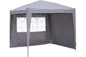 Angel Living 2.5x2.5 m Tente Pliante avec 2 Côtés, Résistant à l'eau et Aux UV, Tonnelle Pavillon avec Un Sac de Transport, Tente Pliante pour Jardin Patio à l'Air Libre (Gris)