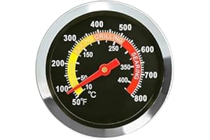 Denmay 01T08 DIA 6CM BBQ Thermometer Outdoor Barbecue Smoker Grill Stainless Steel barbecue thermometers, BBQ Temperature Gauge for Weber, Charbroil, Chargriller, Blooma, Brinkmann, kamado