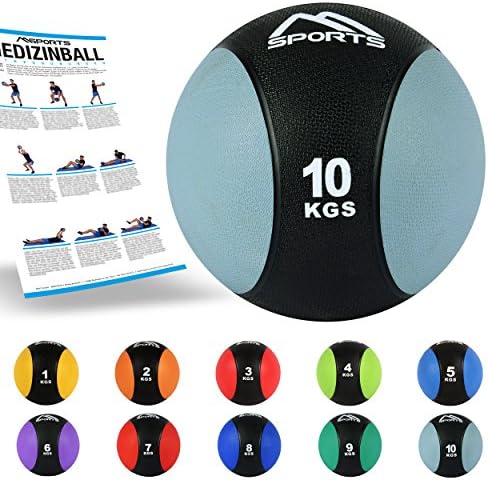1 – 10 kg – Professional gym Quality Medicine Ball Exercise Gym Balls, 10 kg - Hellgrau