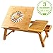 Price comparison product image Large Size Laptop Desk NNEWVANTE Bamboo Bed Tray Adjustable Foldable Lap Desk Bed Serving w' Tilting Drawer Supports Laptops Up To 17 Inches