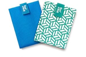Roll'eat - Pack 2 Unidades Boc’n’Roll | Dos Bolsas de Merienda Porta Bocadillos, Envoltorios Reutilizables y Ecológicos sin BPA (Boc’n’Roll Active Azul y Boc’n’Roll Tiles Verde)