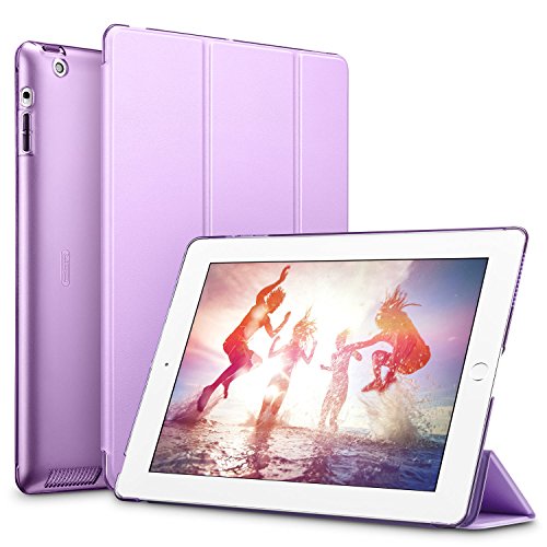iPad 2 / 3/ 4 Hülle, ESR® Yippee Series Auto Aufwachen/Schlaf Funktion Wickelfalz PU Ledertasche mit Durchschaubar Rückseite Schutzhülle für iPad 2 3 4 (Lila)