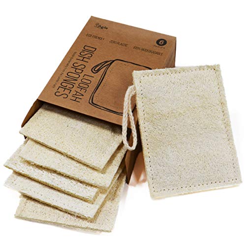 Natural Loofah / Luffa Dish Washing Eco Friendly Sponges | Zero Waste | Plastic Free | 100% Biodegradable | Agile Home and Garden (Pack of 6)
