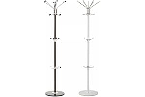 BURAKH Coat Marble Base Stand Freestanding Garment Jacket Rack Umbrella Cloths Hanger Free Standing Clothes/Hat Rack | Coat Rack for Entryway/Hallway (Black)