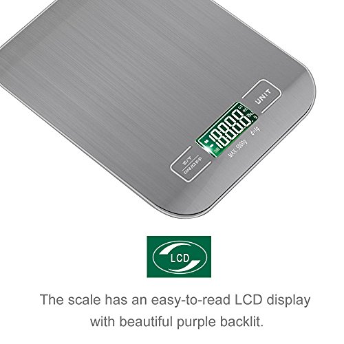 VersionTech Edelstahl Optik Multifunktionelle Digitale Küchenwaage Haushaltswaage mit Hoher Präzision bis zu 1g Maximalgewicht 5kg – Grau - 3