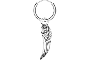AWAKEN Orecchini Piercing Orecchio Uomo Donna in Acciaio Chirurgico 316L con Pendenti Croce Piuma Ala Chitarra Stella Unisex