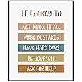 SYOSI Boho Classroom Wall Decor - It Is Okay To Be Yourself - Teacher Gift, Child Art, Playroom Decor, Quotes - UNFRAMED (40*60 cm)