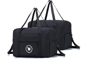 BAGZY 2x Torba Podręczna Ryanair 40x20x25 Składana Torba Kabinowa 20L Lekka Torba Sportowa na Weekend dla Kobiet i Mężczyzn Czarny