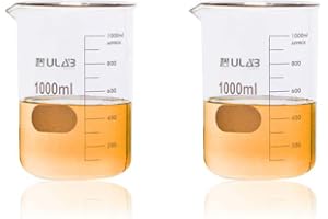 ULAB Scientific - Juego de vasos de cristal, Vol. UBG1017 - Griffin de borosilicato (1000 ml, 3,3 mm, baja forma, con graduación impresa, 2 unidades)