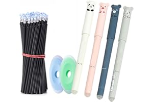 BCBF 4 StüCk Radierbarer Kugelschreiber,Stifte,Tintenroller Radierbar Mit 20 Nachfüllungen, Cartoon Löschbarer Stift,0.35mm Erasable Pen Set Für Studenten Geschenk, Schul Bürobedarf