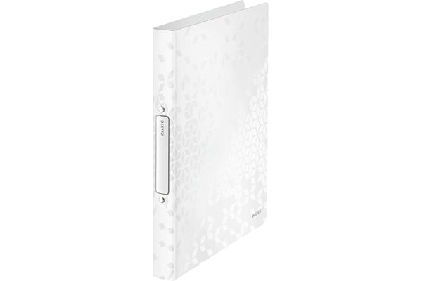 Leitz, Classeur 2 Anneaux A4, PP, Dos 32 mm, Capacité 190 Feuilles, Mécanisme Anneaux Ronds 25 mm, Étiquette au Dos, Classeur Bureau École Organisation, Blanc WOW, 42570001