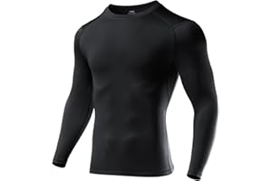 Niksa 1 Pack or 3 Packs Long Sleeve T Shirt Men's Muscle Fit T-Shirt Compression Breathable Slim Tops for Gym Work Running Sports Cycling Active Wear Tshirt Base Layers Men Mesh Quick-Drying Clothing