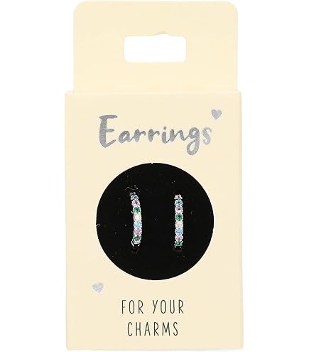 Boucles D'oreilles Créoles Ovales Dorées – Pierres Multicolores, Cadeau Idéal Pour Elle (Depesche 11833-013)
