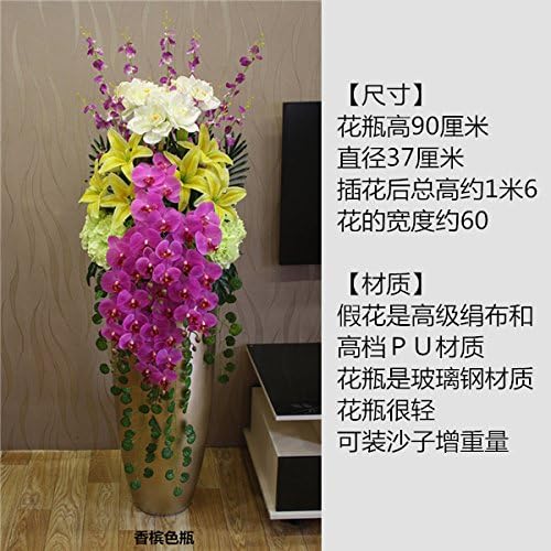 GUANGMING77 Glass Steel Floor Living Room Decoration Flower Vase Really Suit,Champagne Bottle Suit 868