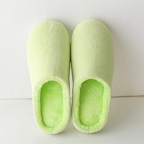 Autumn and winter indoor couples cotton slippers lady home thick non-slip warm plush home floor slippers men, 39-40 [for 39-40 yards], grass green