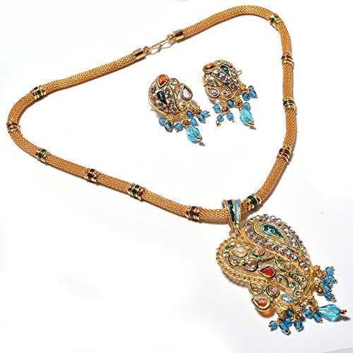Zewar Women's Kundan Pendant Set AD Nagmala Bridal Bollywood Handmade Fine Jadau Jewelry White