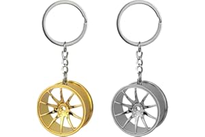 MenYiYDS-2 pezzi di portachiavi con cerchio in alluminio cromato lucido | auto | ruota | bordo raggi | regalo | ragazzo | bambino | signori | uomini | sport |