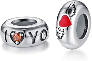 LOVANS 2 PCS Stoppeur/Bloqueur Charms Argent 925 Sterling Breloque pour Bracelet Caoutchouc Spacer Stopper Charmes pour DIY Europe Bracelets