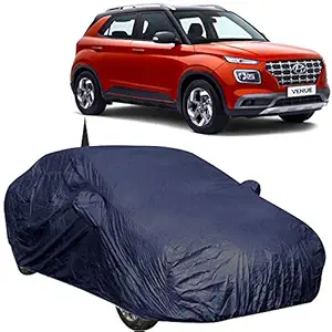 The Autostory 190 Taffeta Water Resistant Car Body Cover Compatible with Hyundai Venue with Mirror & Antenna Pockets (Navy Blue)