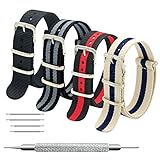 MEGALITH Uhrenarmband Packung mit 4 NATO Strap 16mm 18mm 20mm 22mm 24mm Ballistic Nylon Uhr Armband Zulu Uhrband mit Edelstahl Schnalle