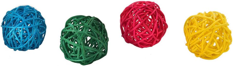 Colourful Munch Woven Vine Chew Balls - Foot Parrot Toy - Pack of 4