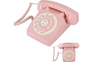 Rosa vintage telefon, kabelsamtalskvalitet hög upplösning retro fast telefon vintage stil för hemmakontor rosa gammal europei