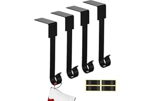 OLRWSLG Christmas Stocking Hooks, Pack of 4 Christmas Socks Holder, Metal Christmas Stockings, Hanging Hooks, Approx. 10 x 15 cm, Black Christmas Stocking Holder for Christmas Stockings, Christmas