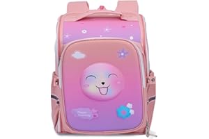 Habib Gruppe Ergonomischer Schulrucksack für Kinder Mädchen Leichter, extra schmaler Summer Soul Verstellbarer Schulranzen Viel Platz Viele Fächer Schulranzen