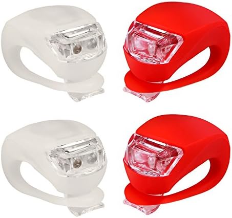 Bicycle Light Superbright LED Safety Light Front &amp; Rear Silicone Clip On (2 Pairs)