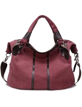 Männer Jahrgang Leinwand Schulter Aktentasche Messenger Tote Schulranzen Geschäftsleben Tasche Dunkelbraun,B-47cm...