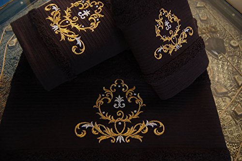 5 * Hotel Edition Bad Handtücher – ref. Royal – 3 schwarz Set – Badetuch, Handtuch, Gästetuch - 2