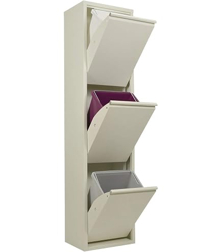 GrecoShop Pattumiera Componibile Per Raccolta Differenziata, Modulo Bianco In Polipropilene, Fissabile A Parete - 2