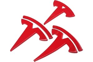 fibhyrtingy 3 Pcs/Set for Model Y Emblem Badge Sticker Cover,Car Front/Rear/Steering Wheel Emblem Logo Sticker Decals Accessories (fit ModelY Red)