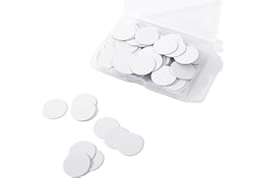 ROSSHINE 60pcs NTAG215 NFC Tags, White 25 mm NFC Cards with Storage Box, Blank NFC Business Cards 504 Bytes Memory Fully Programmable Compatible with iPhone Android and All Other NFC Enabled Devices