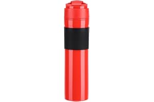 Mumusuki Presse à café portable boîteille 350ml Presse française Thé Cafetière Une main Ouvert Eau Potable Tasse Tasse Vide Passe-café pour Voyager Camping Randonnée Bureau En Plein Air(rouge)