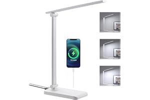 CLUHERTVY Desk Lamp, Eye-Caring Aluminium Dimmable Bedside Lamp with USB Charging Port, 3 Brightness Levels,Built-in Battery, Touch Control, for Home,Office,Bedroom,Reading,Work,Study