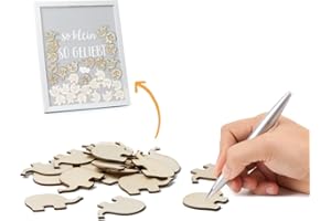 KNECKES 15 Extra Elefanten für den Wünsche Bilderrahmen | Gästebuch & Baby-Geschenk als Erinnerung | Babyparty Deko für Mädchen & Jungen | Gästebuch für Geburtstag & Taufe | Baby Shower Deko