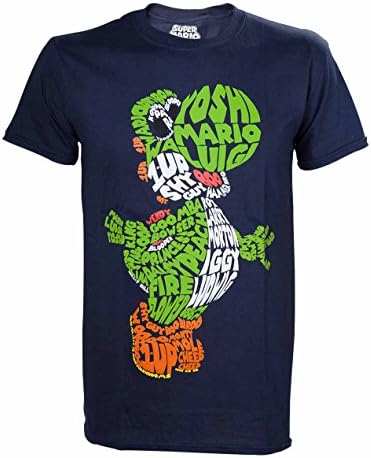 Nintendo Super Mario Men's Yoshi Word Play Top, Blue, X-Large