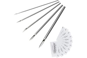 Agujas perforadoras de nariz - Sotica 50PCS 12g 14g 16g 18g 20g Agujas estériles desechables para perforación corporal mezcladas para kit de perforación Herramienta de perforación corporal