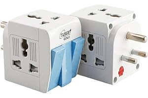 PROSAC 3-Pin Multi Plug Socket with Individual Switch | Universal Travel Adapter for 2-Pin & 3-Pin Devices | 5A-250V Wall Cha