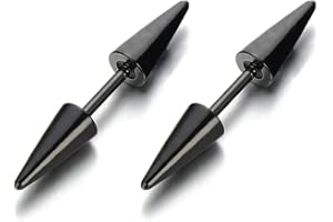 COOLSTEELANDBEYOND Doble Pico, Enchufe Falso Fake Plug, Pendientes de Hombre Mujer, Aretes, Acero, 2 Piezass